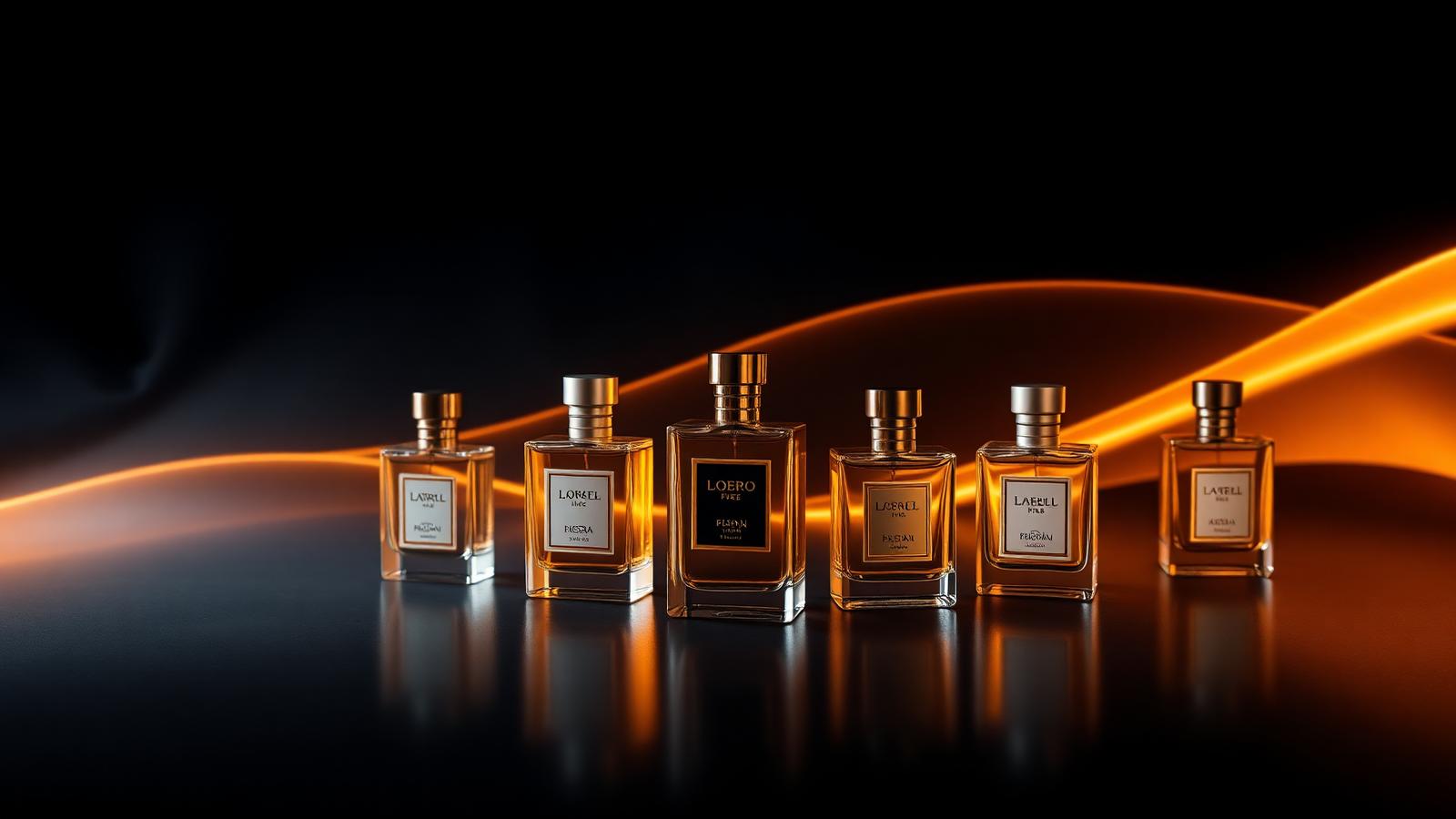 Composição com frascos de perfumes importados e árabes